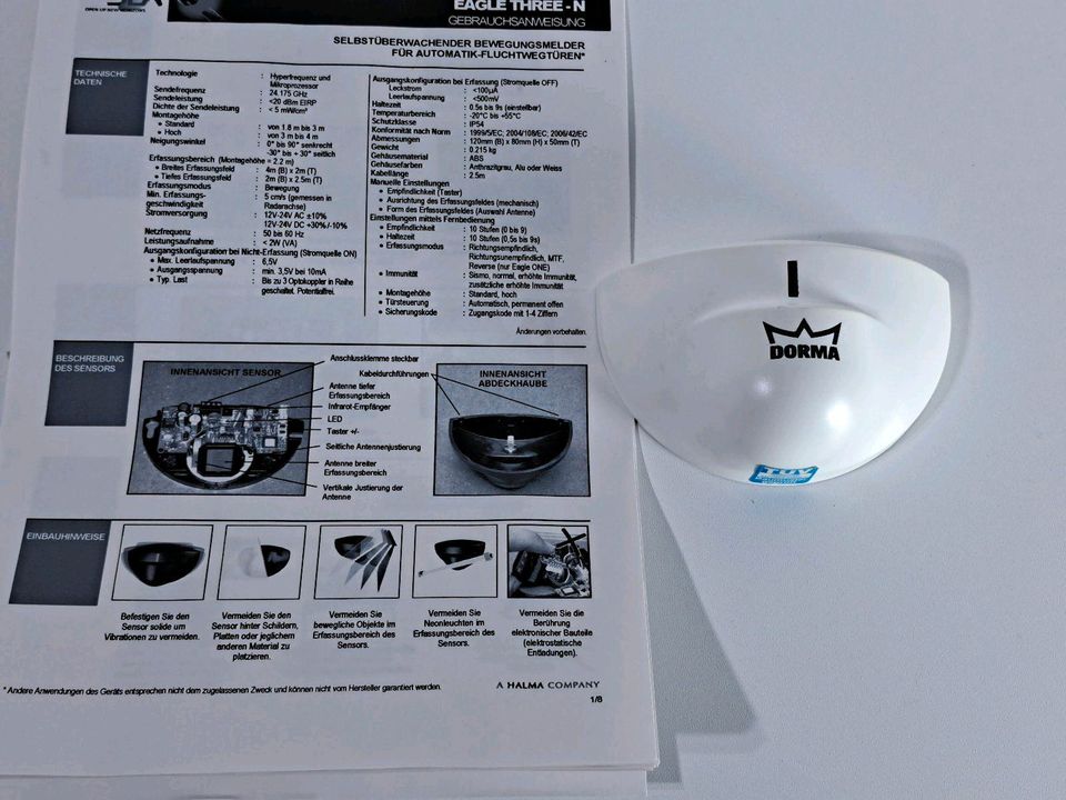 Dorma Bea Eagle Three Automatiktür Radarsensor Bewegungsmelder in Germering