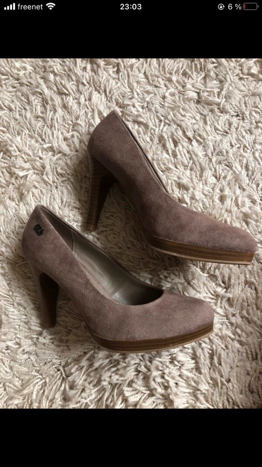 Pumps high heels braun taupe wildlederimitat Plateau 37 wie neu in Hannover