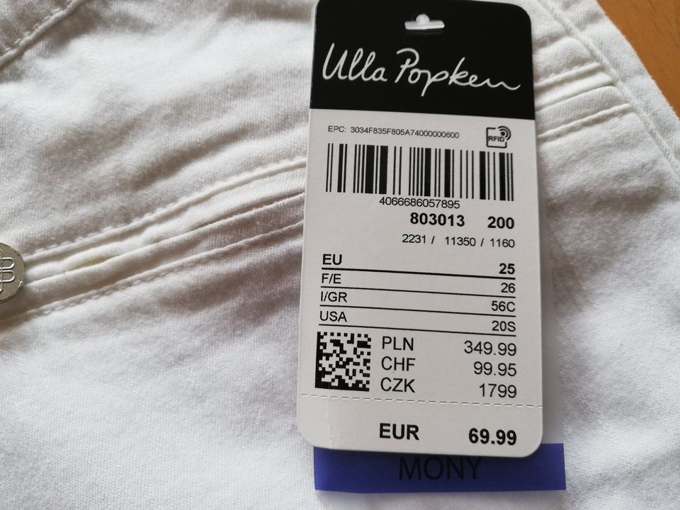 weiße Mony Jeans (Baumwolle) von Ulla Popken Gr. 25, ungetragen in Herford