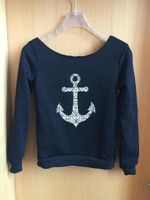 Sweatshirt in schwarz mit weißen Anker Sachsen - Beucha Vorschau