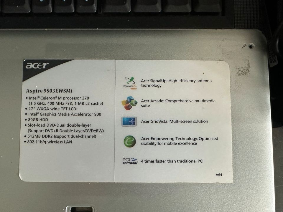 Acer Aspire 17" 9503EWSMI Notebook in Osterode am Harz