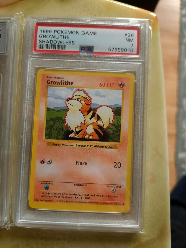 Pokemon Karte Growlithe Shadowless Englisch 7 PSA in Mannheim