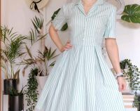 Rockabilly Kleid XS 34 S 36 Alinie Tailliert Gestreift Vintage Niedersachsen - Melle Vorschau