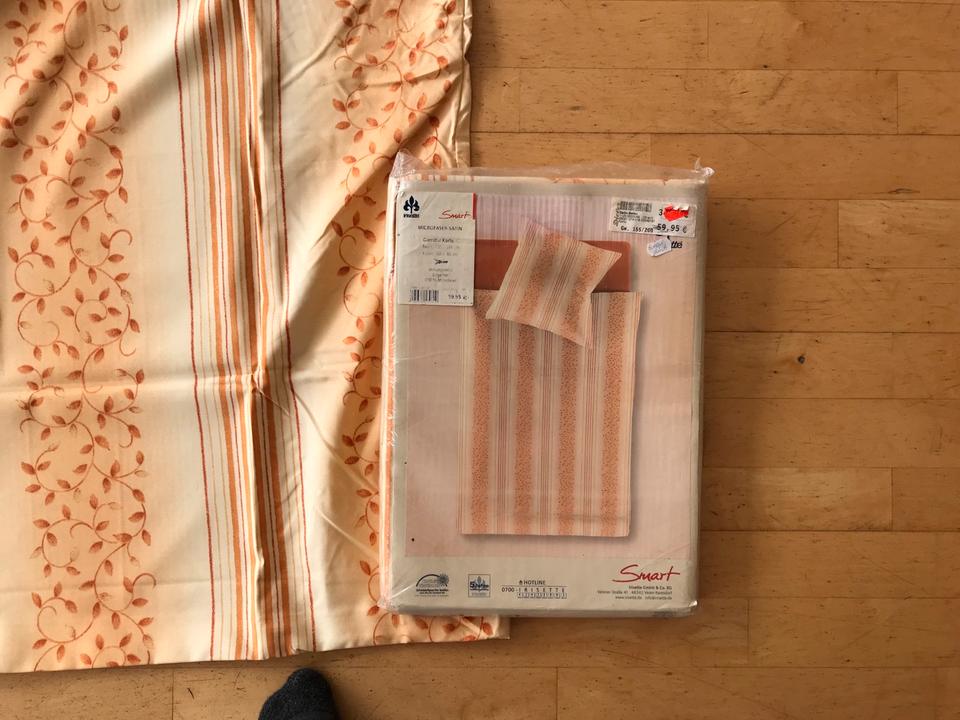 Irisette Mikrofaser Satin Bettwäsche orange unbenutzt 155/200 in Iserlohn