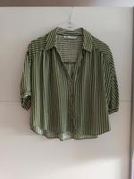 Zara Bluse 20 % Leinen Gr L khaki grün beige gestreift kurz Baden-Württemberg - Radolfzell am Bodensee Vorschau
