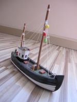 Schiffsmodell Fischerboot Fischkutter aus Holz Schiff Deko Nordrhein-Westfalen - Bünde Vorschau