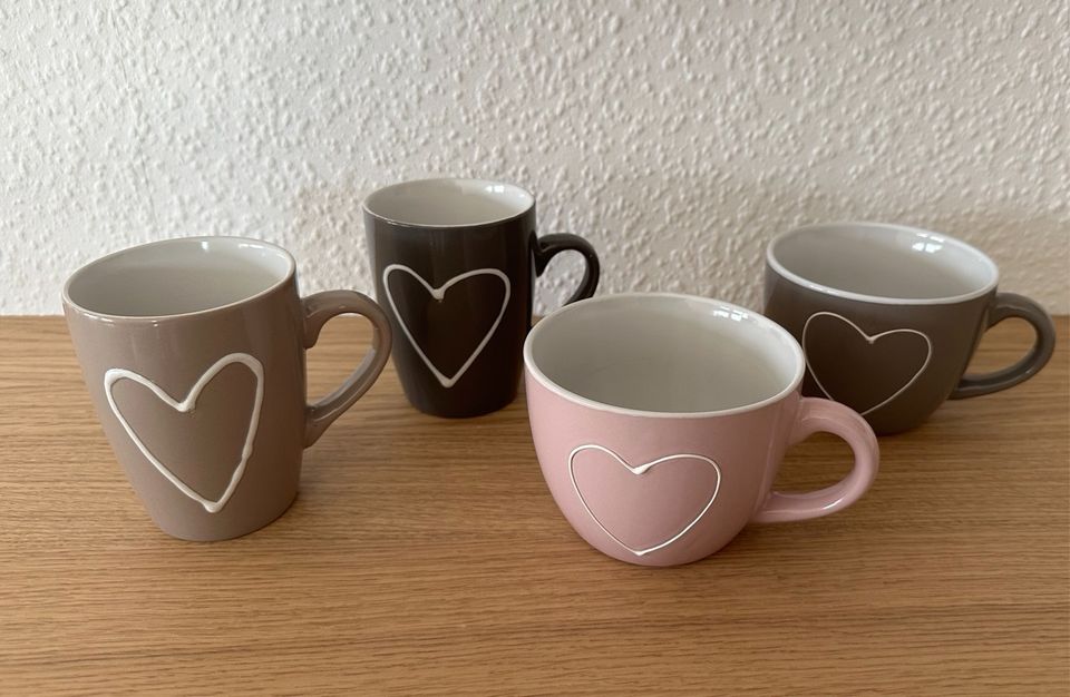 Tassen Set - Herzchentassen Love-Cup Teetassen, Kaffeetassen in Allmersbach