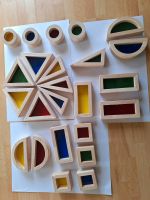 24 Stück Kaleidoskopische Bausteine mit farbigem Acryl Brett Holz Bayern - Bindlach Vorschau