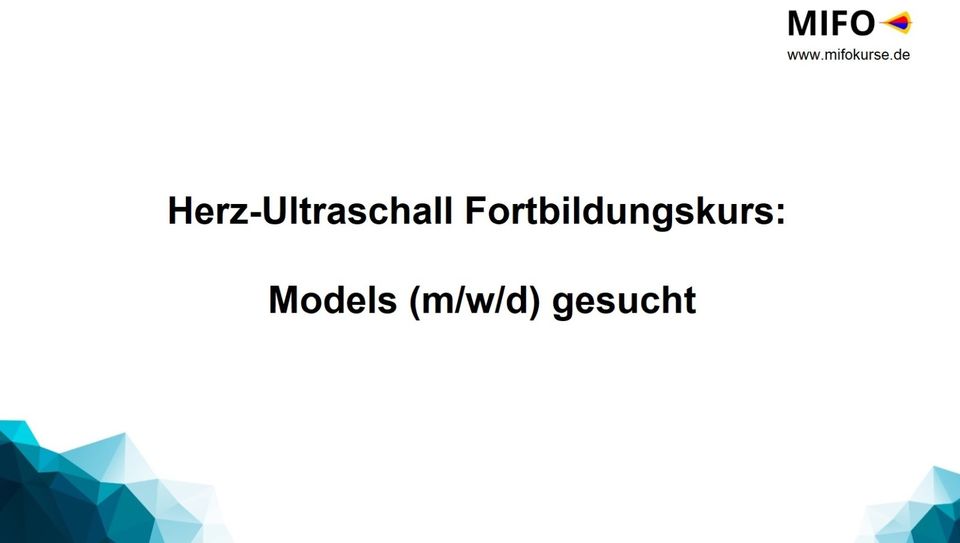 Herz-Ultraschall Models (m/w/d) in München gesucht in München