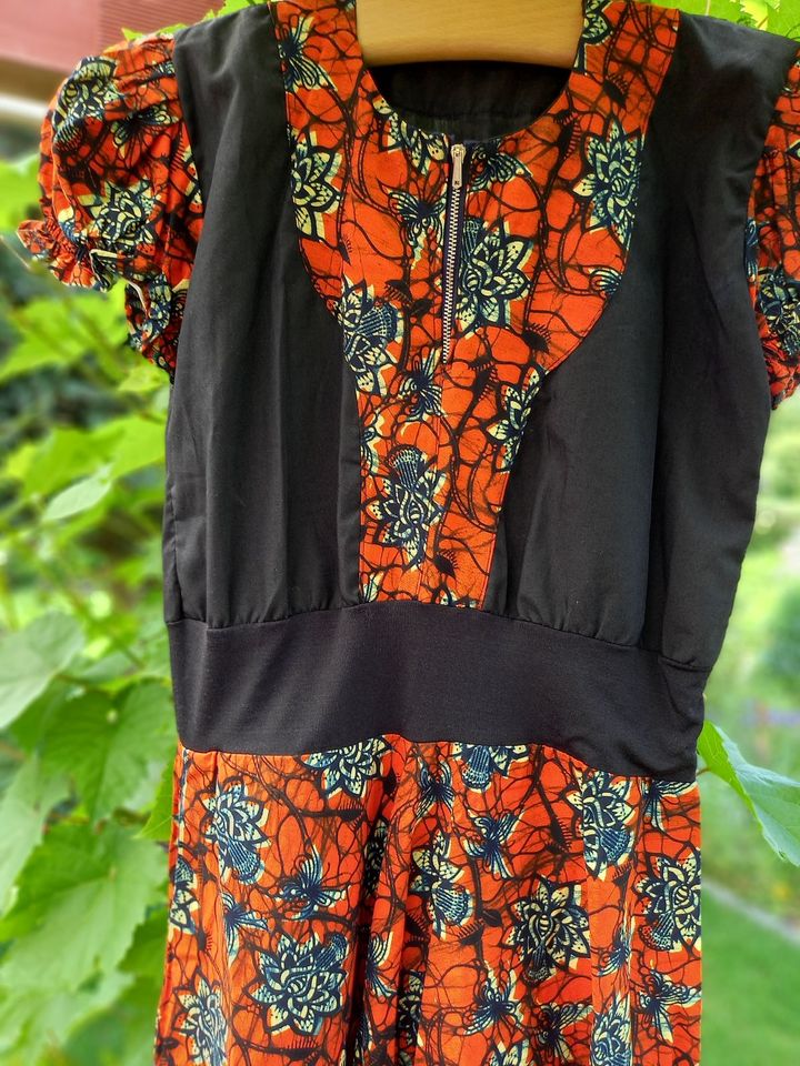 afrikanisches Blumen Kleid Gr. S 36 orange schwarz NEU 100% BW in Denzlingen