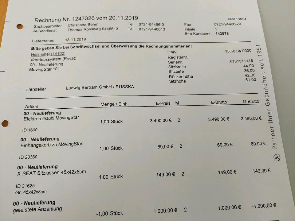 Elektrorollstuhl MovingStar 101 inkl. Walk Behind Kit in Fredenbeck