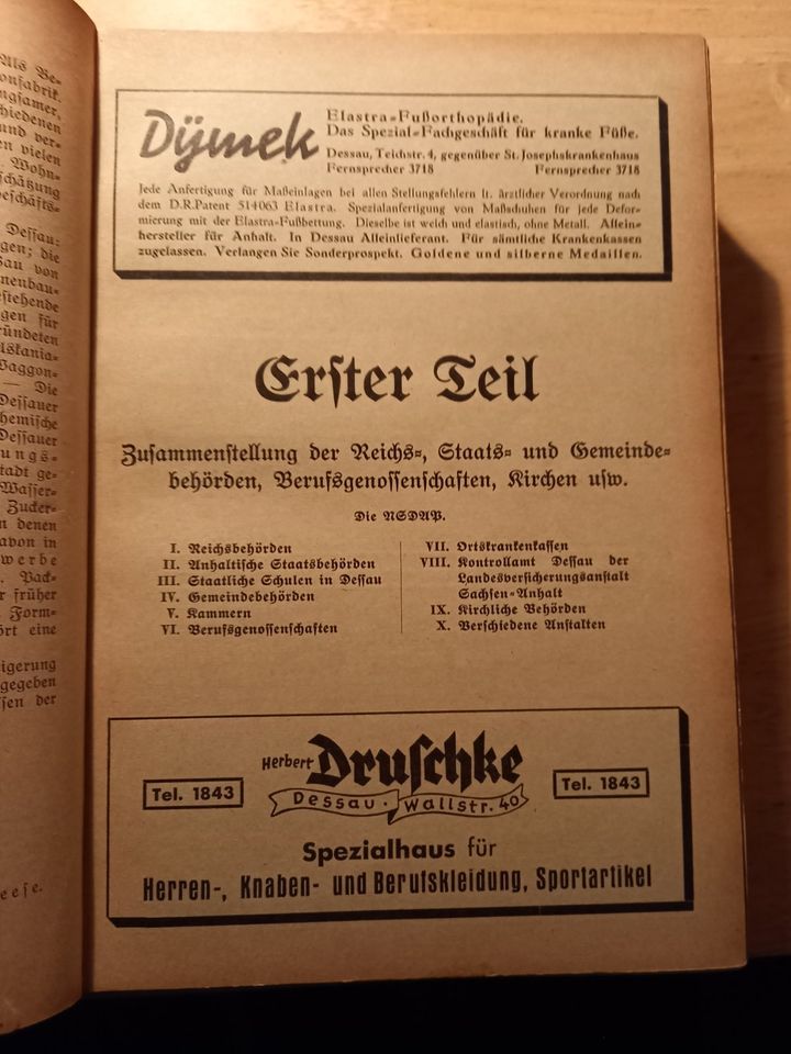 Adressbuch 1938 Dessau und Dessau-Roßlau in Zeitz