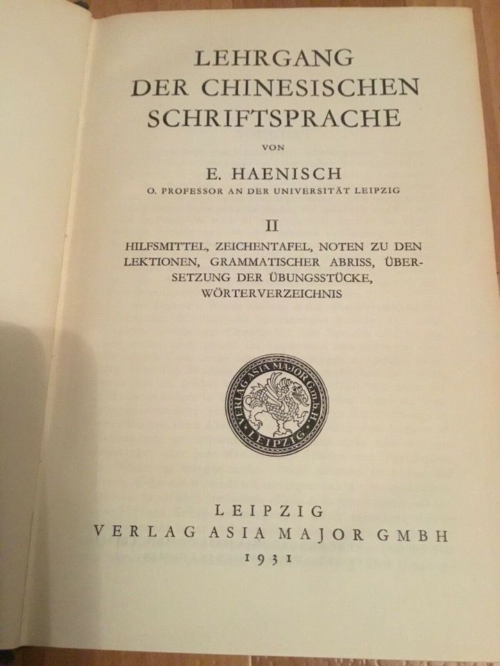 Lehrgang der chinesischen Schriftsprache Band 2 Haenisch 1931 in Kassel