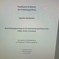 Betriebswirt IHK - Projektarbeit Unternehmensgründung Bayern - Straubing Vorschau