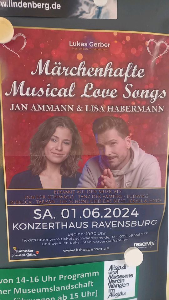 2 Tickets "Märchenhafte Musical Love Songs" 01.06.24 Ravensburg in Ravensburg