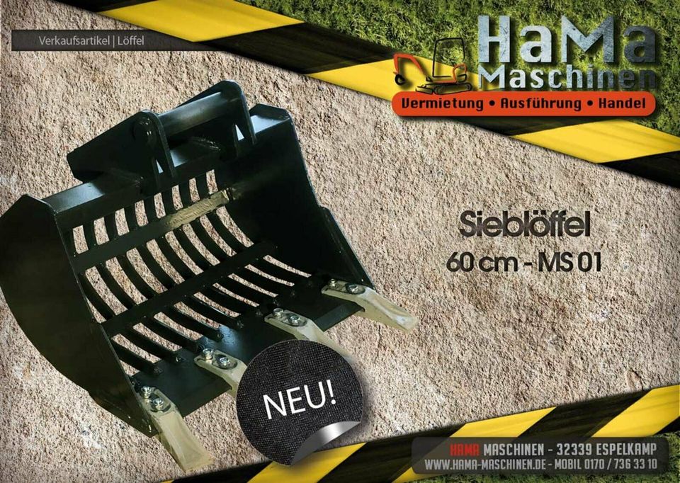 Sieblöffel Löffel 60 cm Minibagger MS01 NEU!!! in Espelkamp