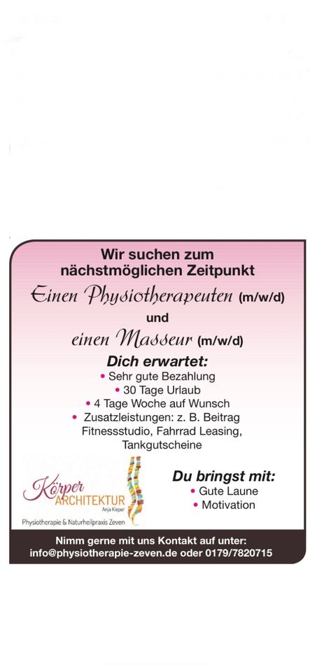 Masseur / Lymphtherapeut in Zeven