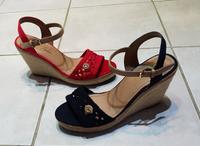 Espadrilles-Sandale mit hohem Keilabsatz,Rot&Blau - wie Neu Rheinland-Pfalz - Heßheim Vorschau