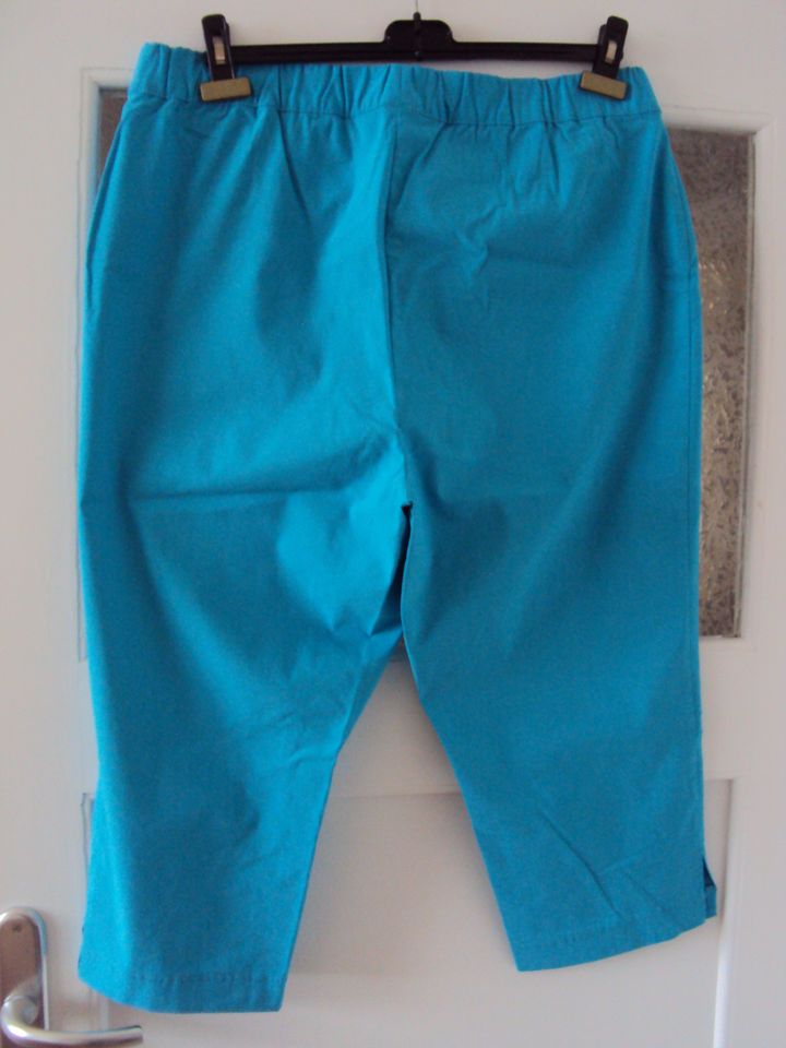 3/4 lange Bengalin Hose, Schlupfhose, Sommerhose, türkis, Gr. 48 in Halle