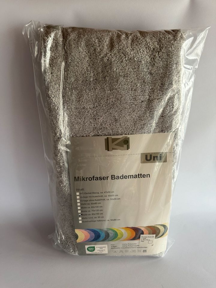 OVP Mikrofaser Badematte Silber grau 80x150 Duschvorleger weich! in Aichtal