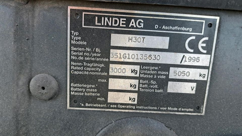 Linde H30T Stapler Gas Triplexmast Freihub Seitenschieber in Mayen
