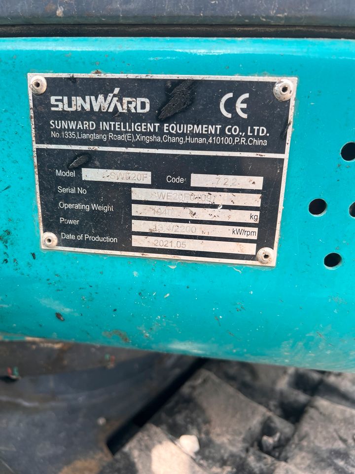 Sunward SWE20f Minibagger 1,9t Schnellwechsler MS01 Baujahr 05/2021, 1170 Std. in Herne