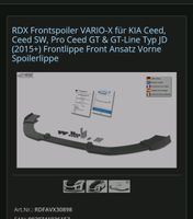 RDX Frontspoiler VARIO-X für KIA Ceed, Ceed SW, Pro Ceed GT & GT- Nordrhein-Westfalen - Kalletal Vorschau