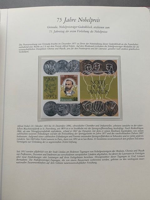 Briefmarken-Sammlung "75 Jahre Nobelpreis" in Bad Waldsee