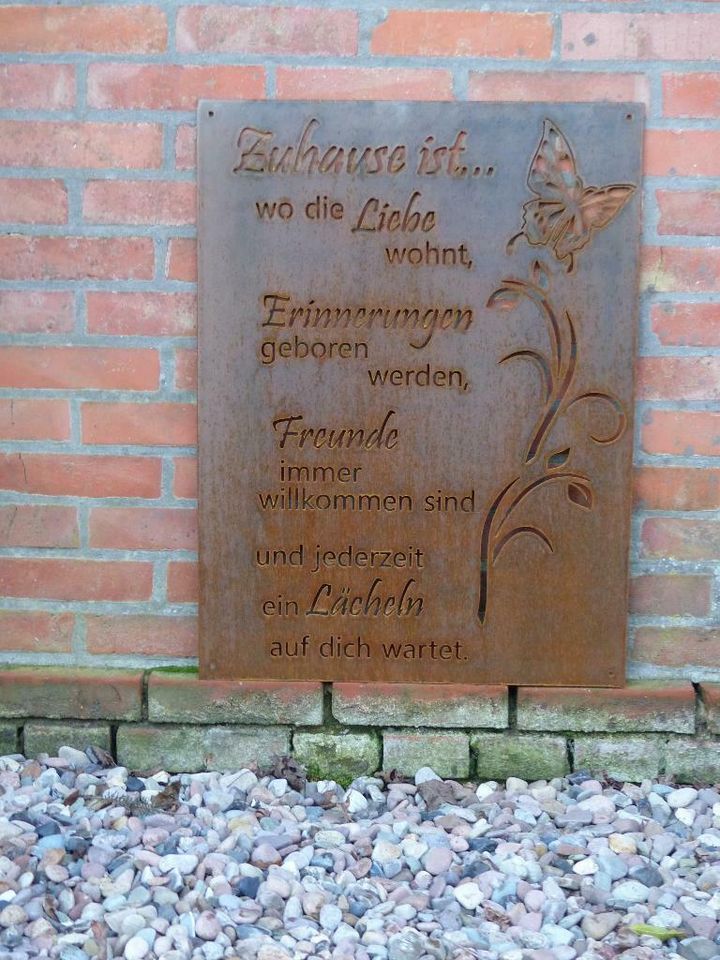 Spruchtafel, Stahl Edelrost Familie Zuhause in Asendorf (bei Bruchhausen-Vilsen)