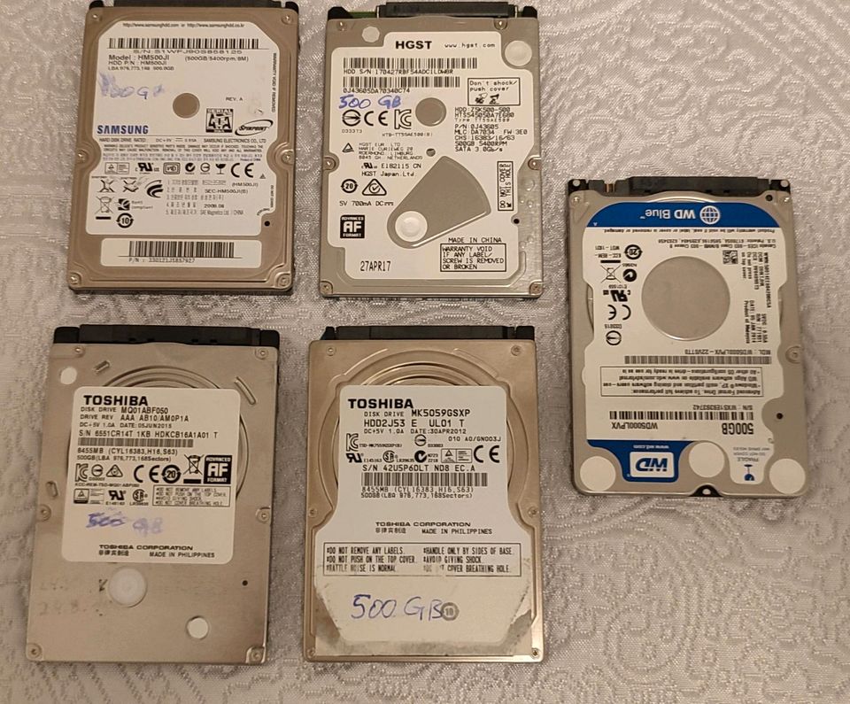 5x 500 GB. 2,5 Zoll SATA Festplatten in Stuttgart