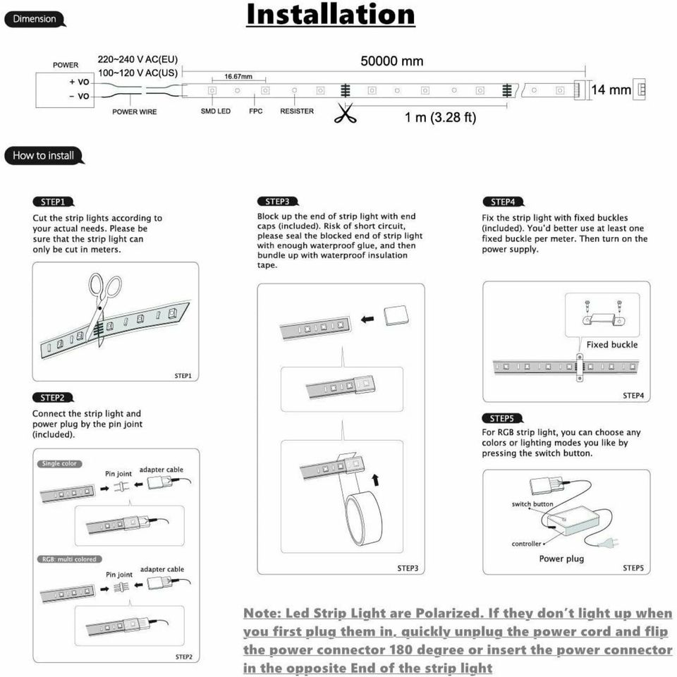 LED Strips 10M Lighting Flexible RGB 5050 60leds+Trafo& Fernbed in Essen