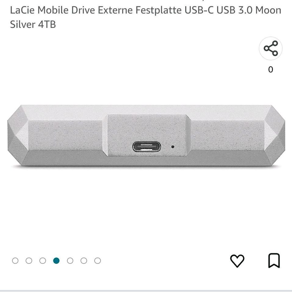 LaCie Mobile Drive Externe Festplatte USB-C USB 3.0 Moon Silver 4 in Frankfurt am Main