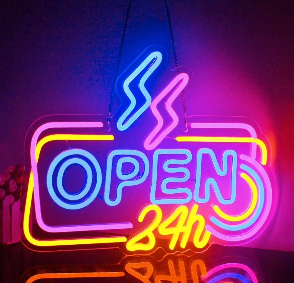 LED Neon Schild Open 24 Stunden Bar Leuchte Reklame Wandlampe in Bebra
