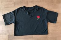 T-Shirt kurz Crop Teenager Gr. S Mädchen schwarz mit Rose Bayern - Unteregg Vorschau