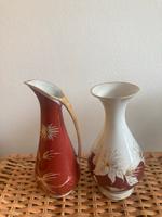 2 DDR Vasen Spechtsbrunn handgemalt weiß rot gold klein, retro Frankfurt am Main - Sachsenhausen Vorschau
