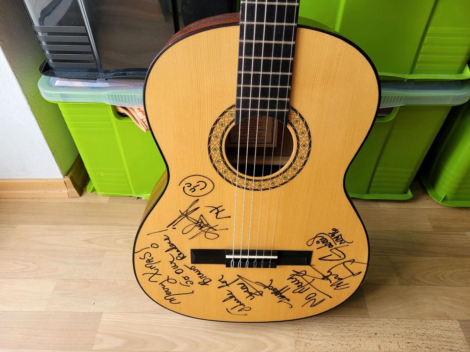 Gitarre mit Unterschrift und Tasche in Cham