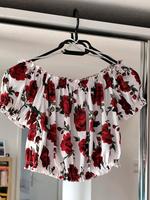 Neuwertig H&M Gr 36 S Top Oberteil Weiß Blumen Crop Top Carmen Leipzig - Schönefeld-Abtnaundorf Vorschau