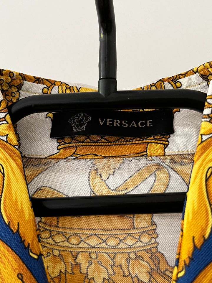 Versace Barocco Hemd Seide Gr M 48 39 Blau Weiß Gold in Hamburg