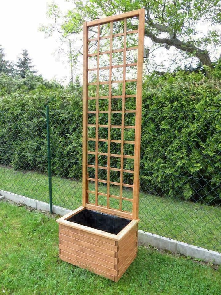 Blumenkübel, massiv ,104 x 40cm Holz,mit Rankgitter incl. Versand in Wimmelburg