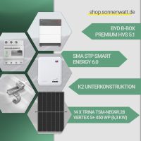 6,3 kW PV-Bausatz, Trina, SMA STP SE 6.0, BYD HVS 5.1 Ilmenau - Möhrenbach Vorschau