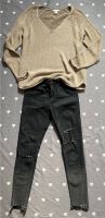 Set Strickpulli beige taupe jeans destroyed schwarz 38 M Bayern - Kempten Vorschau