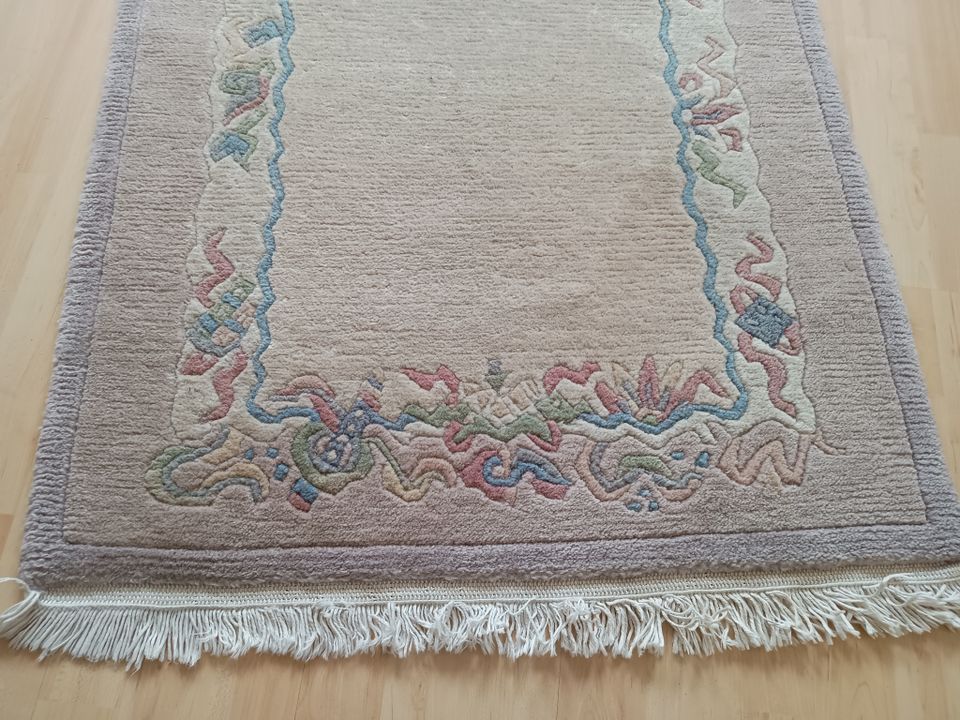 Echter Nepal-Teppich,beige-flieder-pastell100% Schurwoll, in Fürth