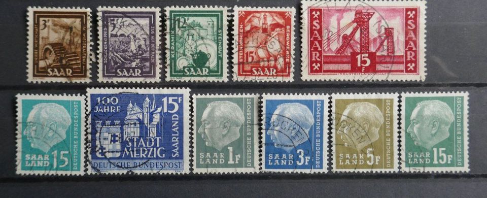 20 Briefmarken Saarland Lot gestempelt in Hamburg