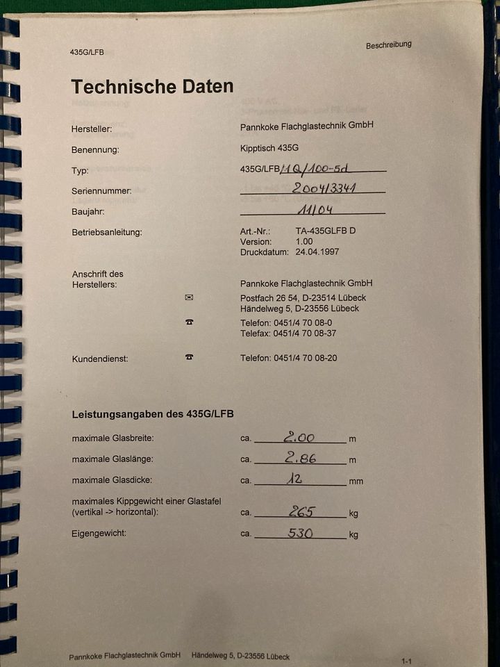 Glasschneidetisch elektrisch/pneumatisch in Oranienburg