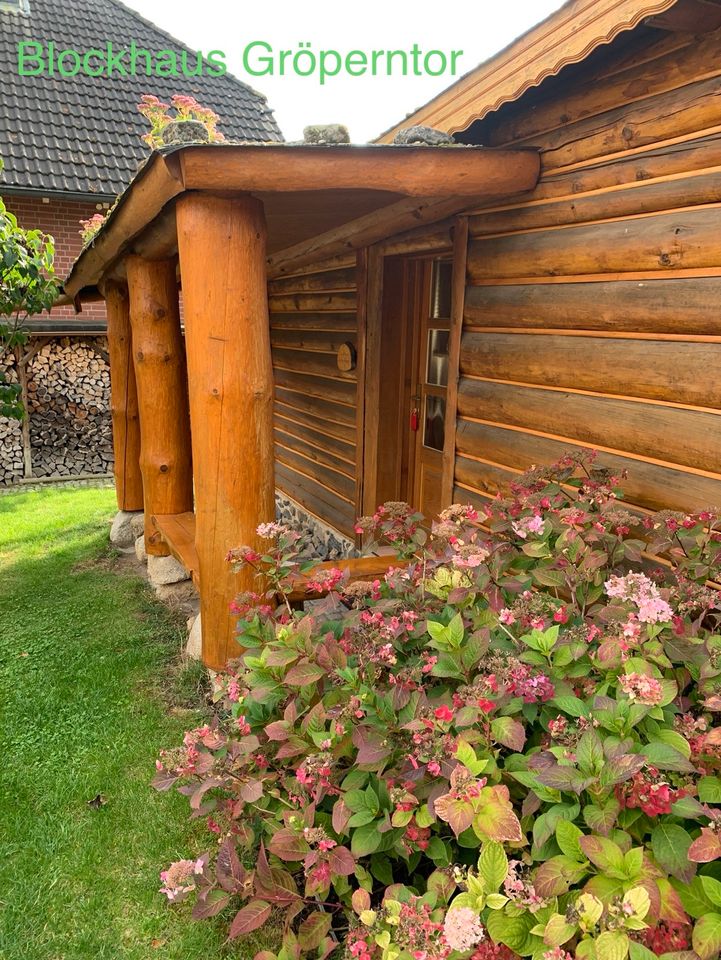 ☀️ Blockhaus mit Sauna in Quedlinburg Ferienhaus Ferienwohnung ☀️ in Quedlinburg