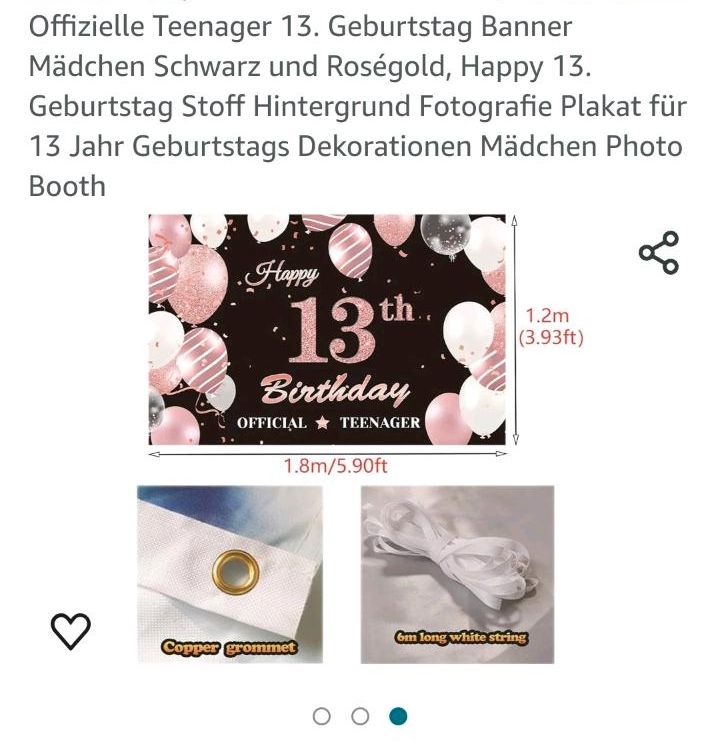 Geburtstag Banner 13 Teenager in Uetersen