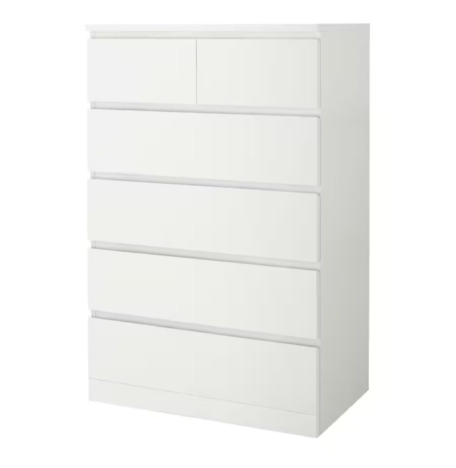 IKEA MALM Kommode mit 6 Schubladen, weiß, in Hannover