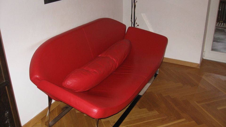 TOP 2-Sitzer Lounge Sofa Couch Paula Leder Rot (NP: 1695 €) in Erfurt