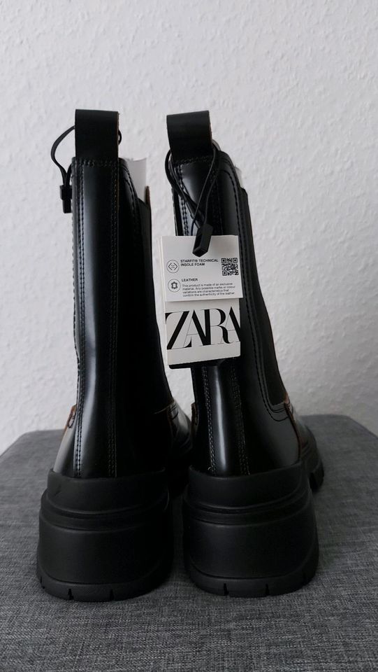 Zara NEU 41  Boots Stiefel Stiefeletten Echtes Leder schwarz NEU in Frankfurt am Main