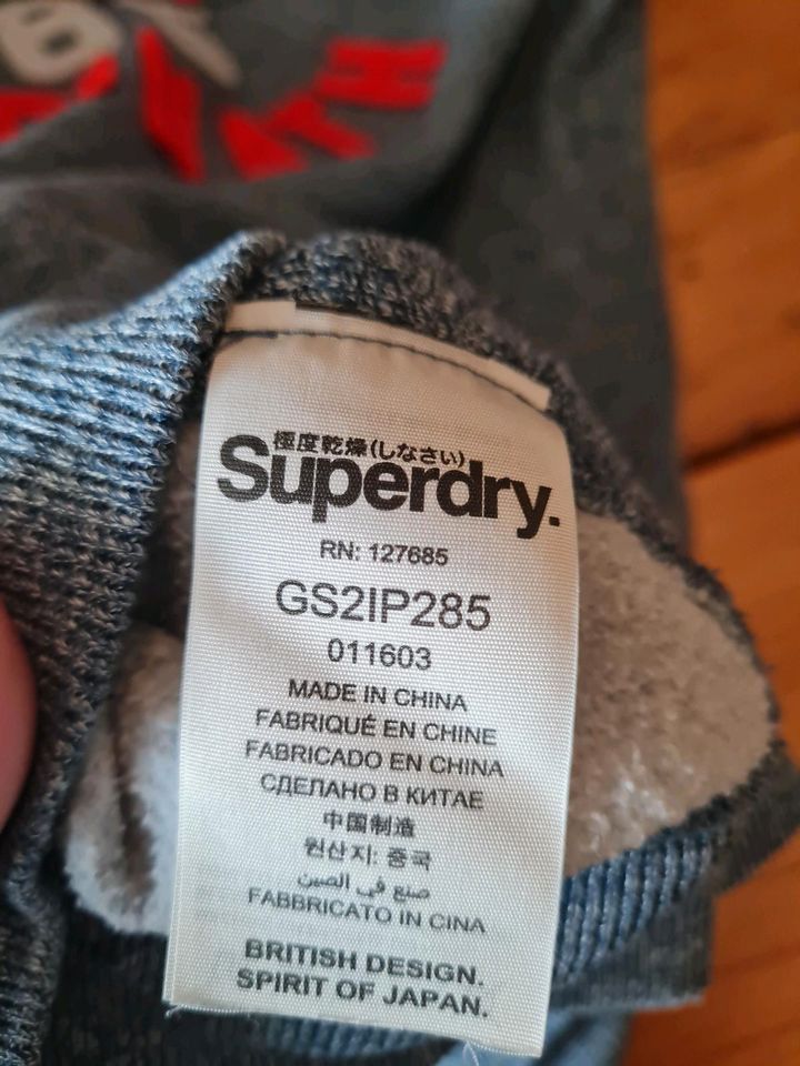 Superdry sweatshirtjacke grau rot gr L hoodie hoody in Oldenburg